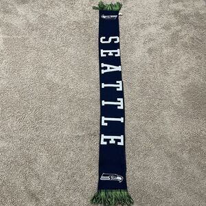 Seattle Seahawks Scarf Large Blue Knitted Thick Big Spellout Logo 68x7 inch